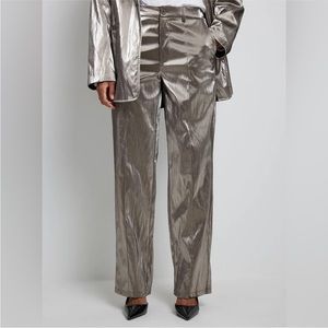NA-KD mid waist loose silver trousers 36 S